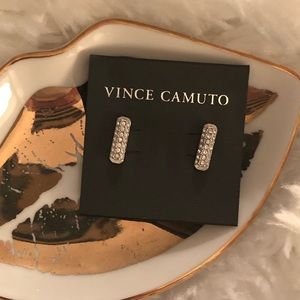 Vince Camuto Pave Elongated Silver Stud Earrings.